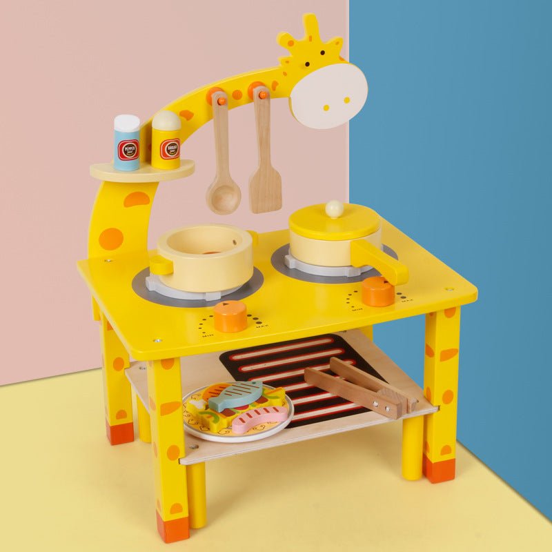Wooden Playhouse Giraffe Kitchen BBQ Set - IVOIRART.COM