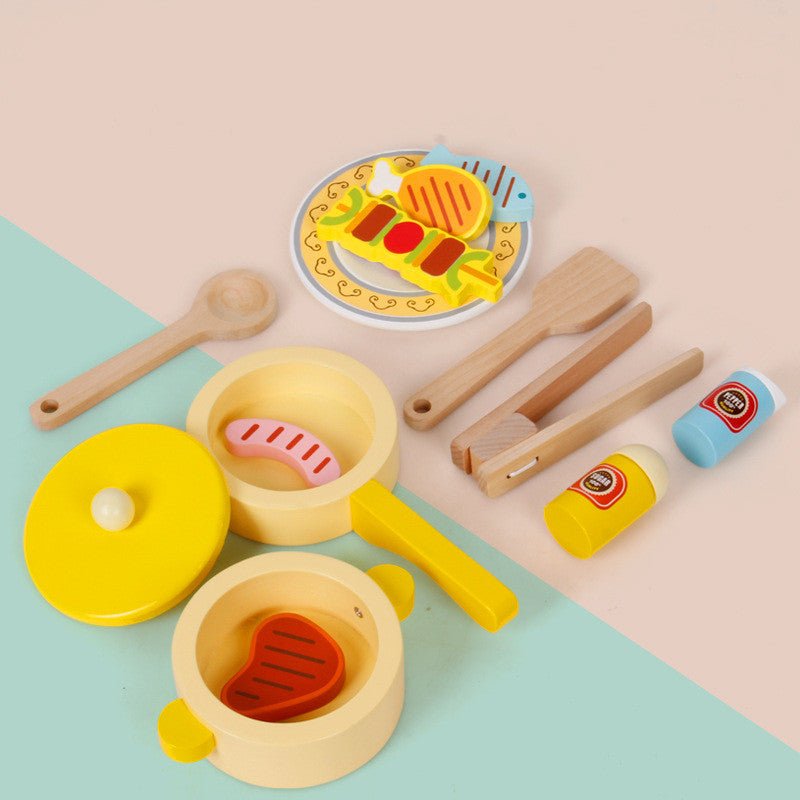 Wooden Playhouse Giraffe Kitchen BBQ Set - IVOIRART.COM