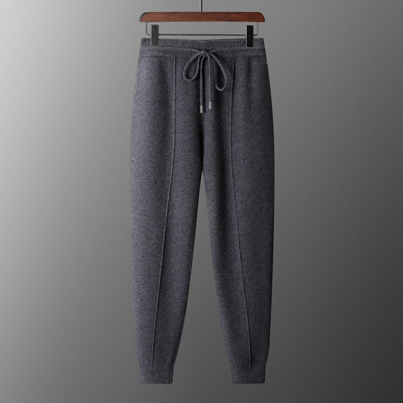 Wool Cardigan Men's Stand Collar Zipper Knitted Sweater Coat Warm And Loose Cashmere Pants Men - IVOIRART.COM