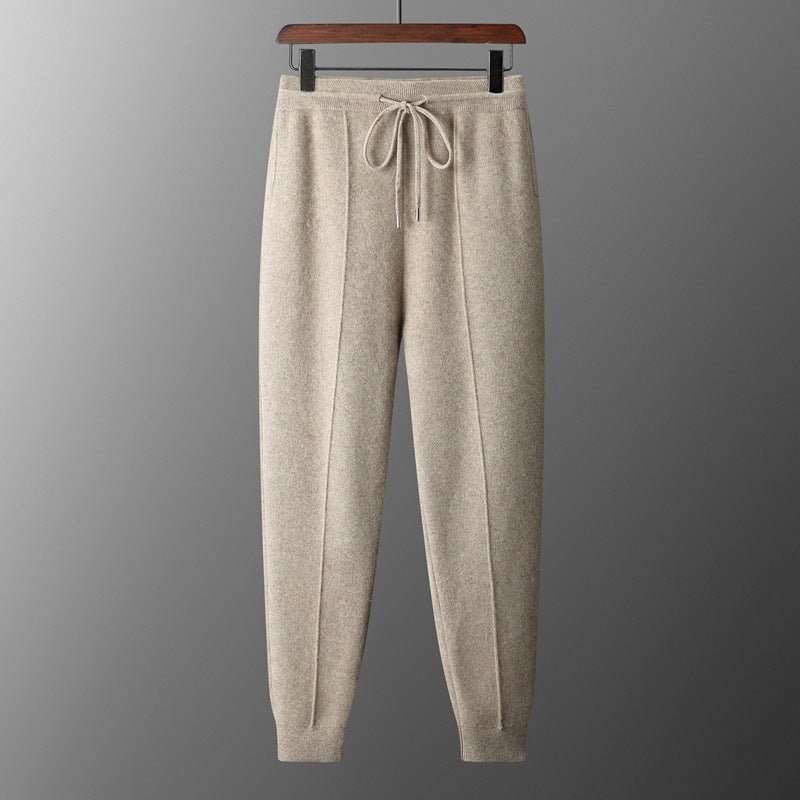 Wool Cardigan Men's Stand Collar Zipper Knitted Sweater Coat Warm And Loose Cashmere Pants Men - IVOIRART.COM