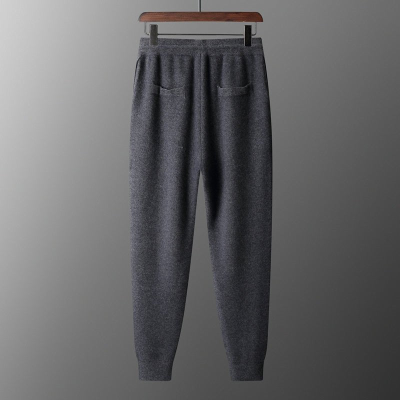 Wool Cardigan Men's Stand Collar Zipper Knitted Sweater Coat Warm And Loose Cashmere Pants Men - IVOIRART.COM