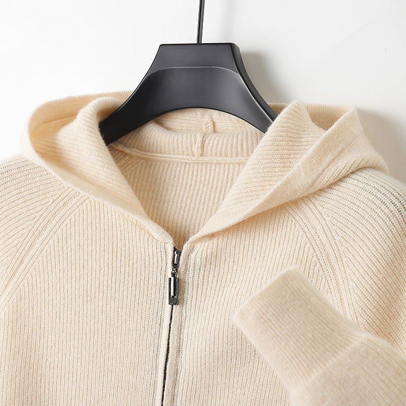 Wool Hooded Age-reducing Cashmere Loose Casual Sweater - IVOIRART.COM