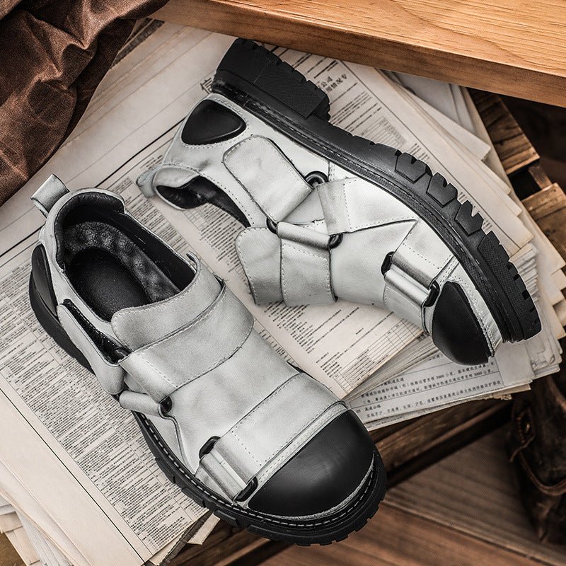 Work Boots Made From Full-grain Cowhide With A Round Toe And Low-cut Design - IVOIRART.COM