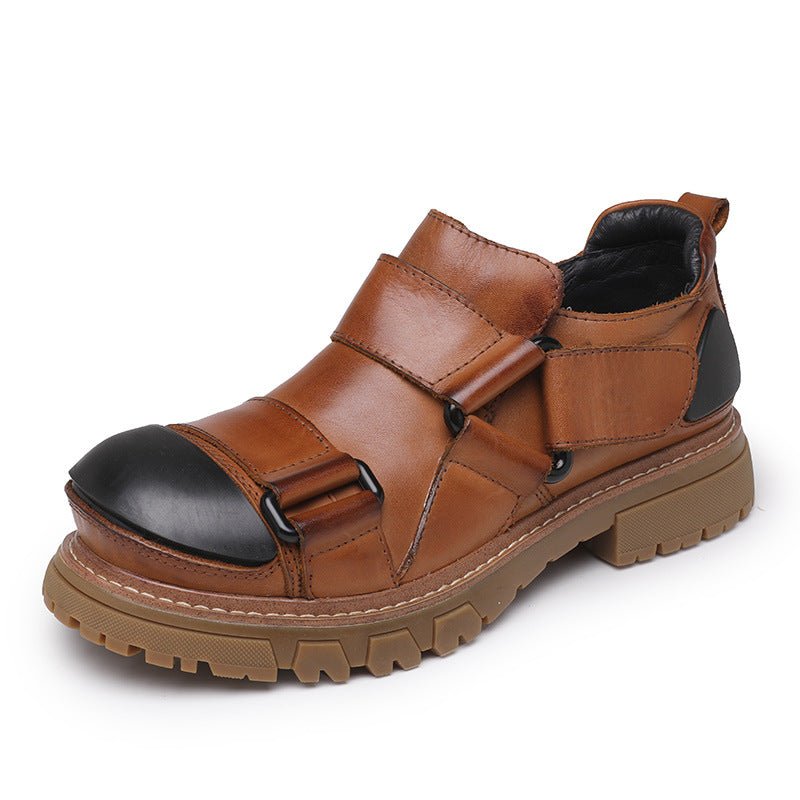 Work Boots Made From Full-grain Cowhide With A Round Toe And Low-cut Design - IVOIRART.COM