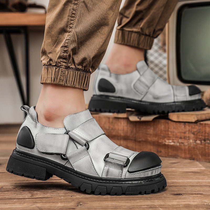Work Boots Made From Full-grain Cowhide With A Round Toe And Low-cut Design - IVOIRART.COM