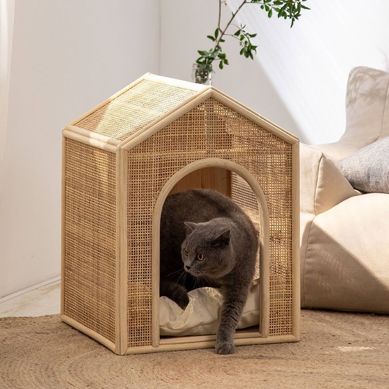 Woven Rattan Cat Bed And Cat House For Summer Ventilation Pet Nest - IVOIRART.COM