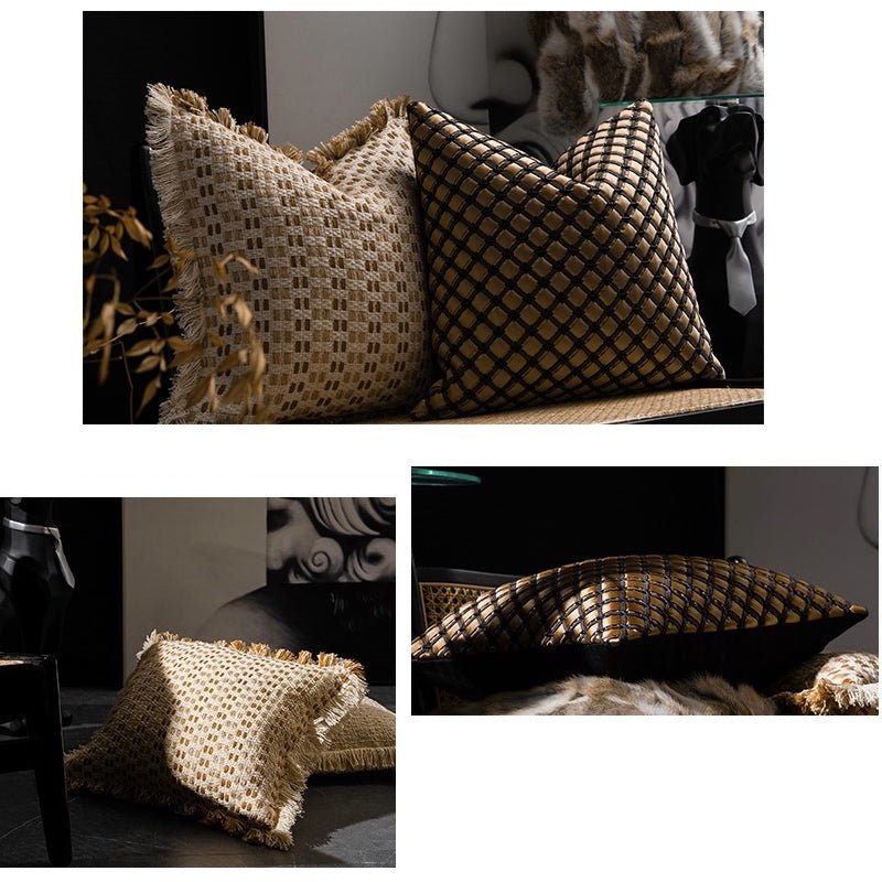 Woven Throw Pillows In Sofa Living Room - IVOIRART.COM