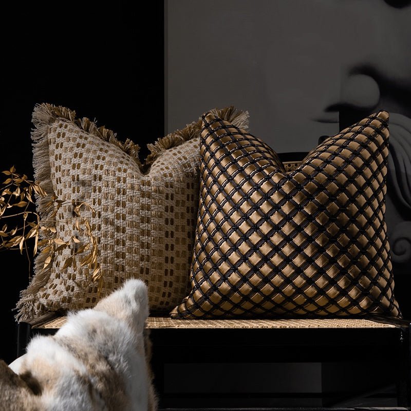 Woven Throw Pillows In Sofa Living Room - IVOIRART.COM