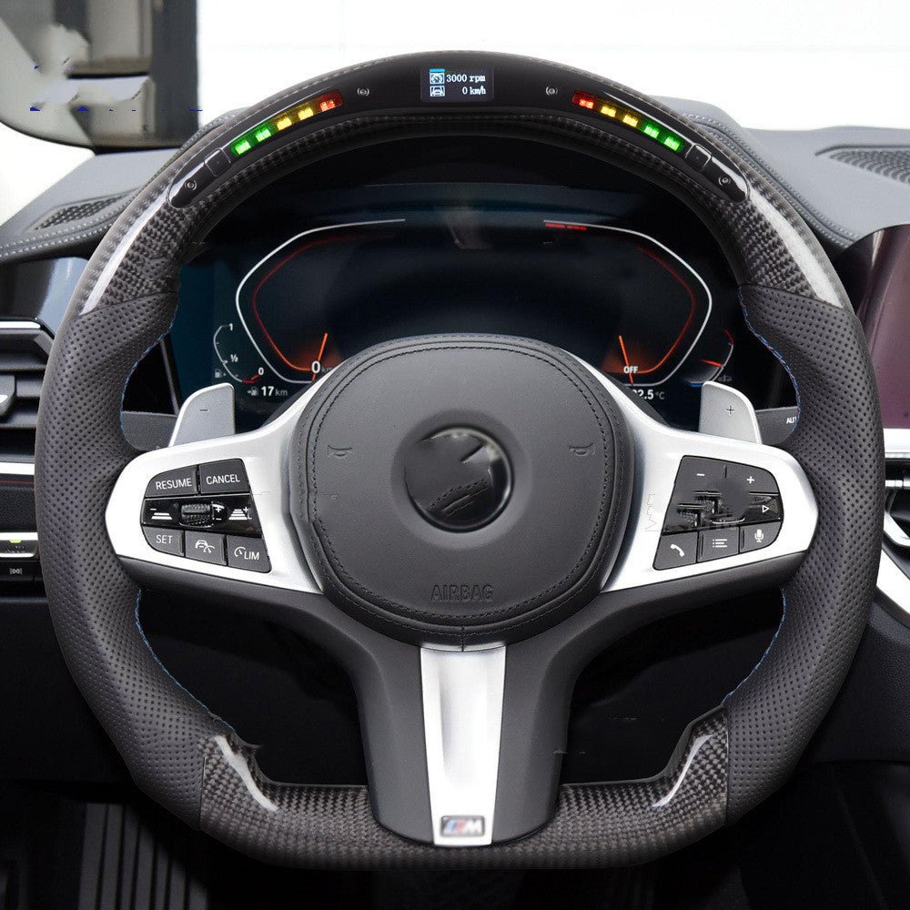 X3x5 Carbon Fiber Intelligent Multifunctional LED Car Sports Steering Wheel - IVOIRART.COM