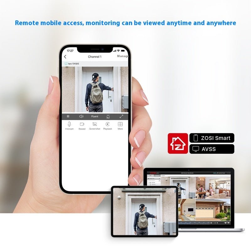 ZOSI Zhou Shi 5 Million HD POE Network Video Recorder Security Remote Outdoor Monitor Suit - IVOIRART.COM